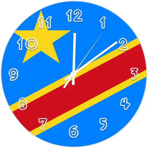 Vista 10 de Reloj de pared de Eritrea – Reloj de pared con bandera de Eritrea para dormitorio, sala de estar, oficina en casa, escuela, decoración artística