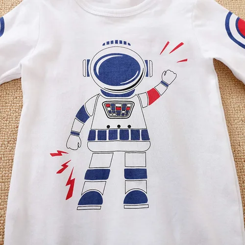 Vista 5 de Ropa de bebé niño de dibujos animados con estampado de astronauta, mameluco, mono, trajes de primavera y otoño