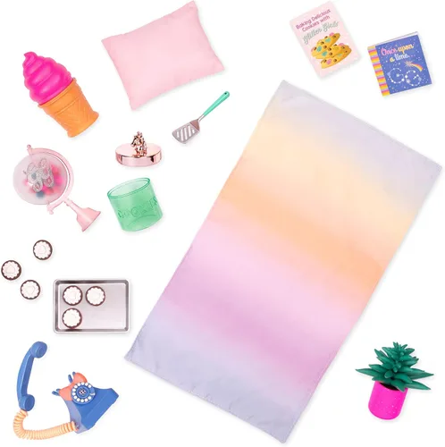 Vista 9 de Glitter Girls Accesorios para muñecas de 14 pulgadas - Juego de galletas navideñas - Juego de 23 piezas para hornear - Delantal, guante de horno