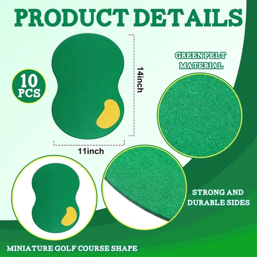 Vista 2 de 5 piezas de centros de mesa de golf de 14 x 11 pulgadas, centros de mesa de fiesta de golf, decoración de fieltro verde para suministros de fiesta