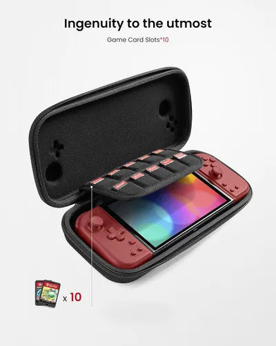 Vista 5 de tomtoc Carrying Case for Hori Nintendo Switch Split Pad Compact, Hard Shell Protective Travel Bag with 10 Game Cartridges, Split Pad Fit Controllers