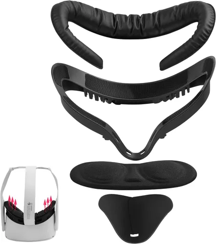 Vista 3 de TechKen Almohadilla facial VR para Oculus Quest 2 y batería de 5000 mAh para Oculus Quest 2