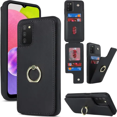 Vista 2 de Lipvina Funda para Samsung Galaxy A03s con tarjetero, Galaxy A03s Funda tipo cartera para mujer, tarjetero de crédito, soporte de anillo, fundas