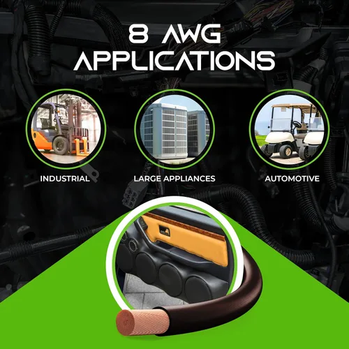 Vista 9 de GEARit Cable de calibre 8 OFC, cable de batería de cobre sin oxígeno 8 AWG, cable negro de alimentación/tierra de 25 pies para audio de automóvil