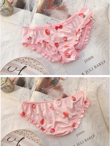 Vista 4 de Paquete de 2 bragas japonesas de Stawberry para bikini, ropa interior de anime para cosplay