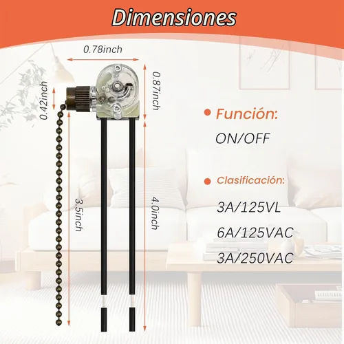 Vista 2 de Zing Ear ZE-109 - Interruptor de velocidad para ventilador de techo, 2
