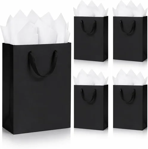 Vista 26 de SHIPKEY Paquete de 10 bolsas de regalo verde aguamarina con papel de seda bolsa de regalo de dama de honor de 8 x 4 x 11 pulgadas, bolsa de papel