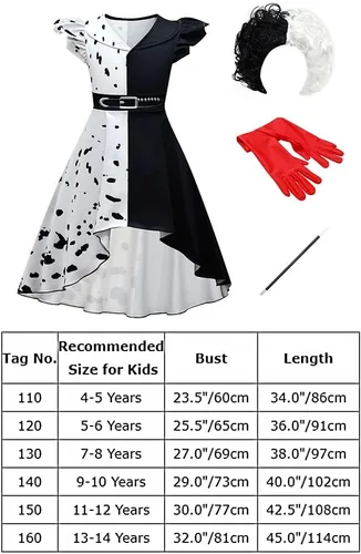 Vista 7 de IBTOM CASTLE Toddler Baby Girls Cosplay Costume Fancy Halloween Carnival Dress Up Gown + Wig + Gloves + The Pole 4PCS Outfit