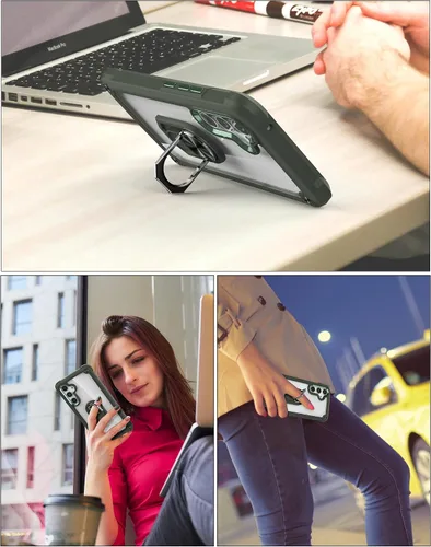 Vista 7 de Funda con soporte invisible para Samsung Galaxy A54 5G con protector de pantalla, 1 unidad y protector de lente de cámara, 2 piezas de parte trasera