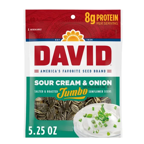 Vista 9 de DAVID Seeds Semillas de girasol jumbo saladas y tostadas con sabor a tocino a macarrones con queso, aperitivo apto para dieta cetogénica, bolsas