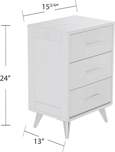 Vista 3 de SEI Furniture Owen Midcentury - Mesita de noche moderna, color blanco