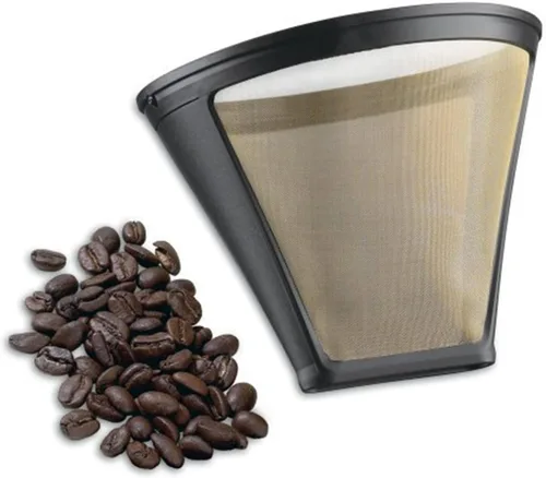 Vista 5 de Filtro de café dorado de repuesto reutilizable permanente #4 cono filtro de café compatible con cafetera Cuisinart, paquete de 2