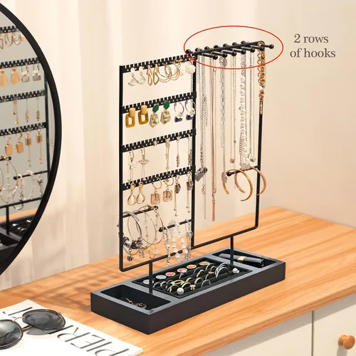 Vista 5 de ProCase Organizador de joyas, organizador de aretes, regalo del día de la madre, organizador de aretes de 6 niveles, estante para collares de árbol