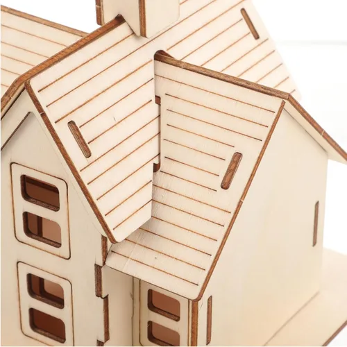 Vista 3 de 1 juego de rompecabezas de madera en 3D, mini kit de casa modelo de bricolaje, juguetes para edades de 8 a 13 años, casa de muñecas, juguetes