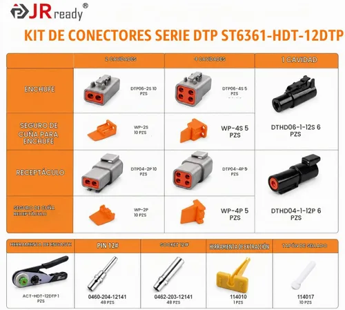 Vista 2 de JRready ST6361 Deutsch Kit del conector, 2 conectores impermeables DTP IP68