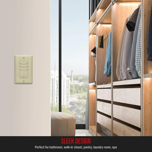 Vista 7 de ENERLITES Interruptor de temporizador de cuenta regresiva, ventilador y temporizador de luz, 5 minutos a 4 horas, indicador LED de luz nocturna