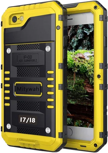 Vista 70 de Mitywah Funda impermeable para iPhone 7/iPhone 8 / iPhone SE 2020, funda de metal resistente de grado militar, protección de cuerpo completo