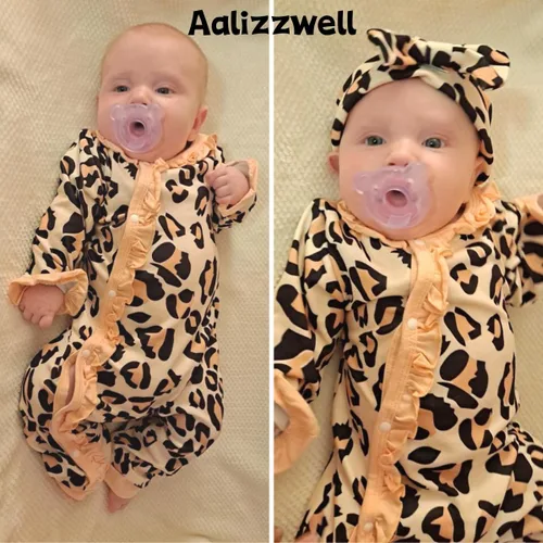 Vista 3 de Aalizzwell Mameluco para bebé niña, ropa de otoño e invierno con accesorios