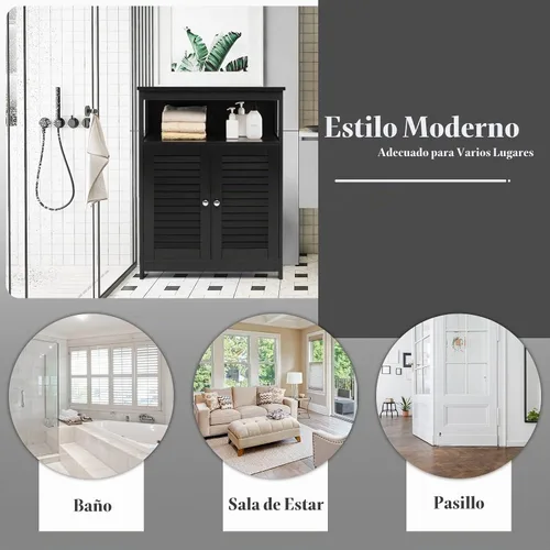 Vista 7 de MAT EXPERT Gabinete de madera independiente con estante ajustable de 3 posiciones, entrada, pasillo, sala de estar, 23.5 pulgadas de largo x 12