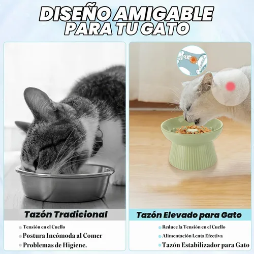 Vista 7 de STARVAST Paquete de 2 cuencos de cerámica para gatos de alimentación lenta