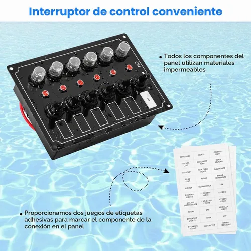 Vista 4 de Panel de interruptores marinos, Haoguo Panel eléctrico de barco de 6 Gang con disyuntor, IP67 impermeable, aplicable a barcos, yates, barcos