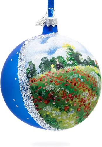 Vista 5 de Amapolas Salvajes Pintura Bola de Vidrio Adorno de Navidad 4 Pulgadas