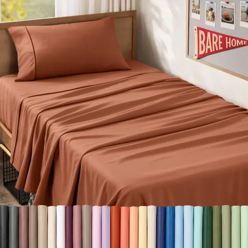 Vista 67 de Bare Home Juego de Sábanas Twin - Sábanas de Cama de Microfibra Ultra-Suave 1800 - Doble Cepillado - Bolsillos Profundos - Ajuste Fácil - Extra