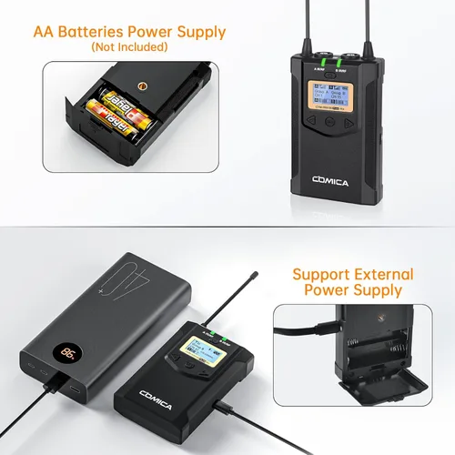 Vista 6 de Comica CVM-WM100PLUS - Sistema de micrófono inalámbrico para cámaras, videocámaras, teléfonos inteligentes, portátiles, micrófono de solapa
