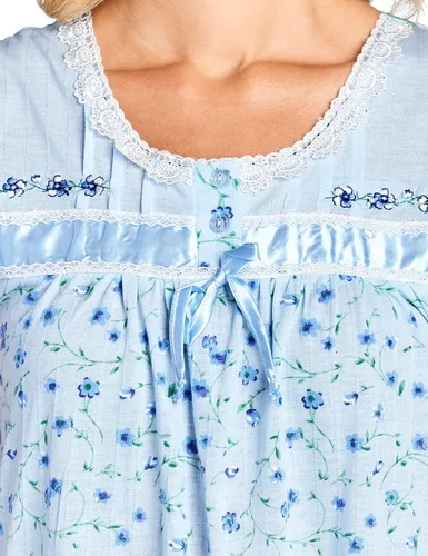 Vista 4 de Casual Nights Camisón de manga larga para mujer, diseño floral.