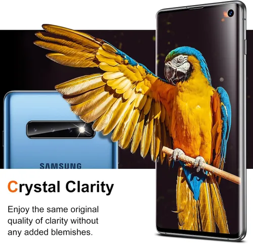 Vista 3 de [Paquete de 3+2] Unique Me compatible con Samsung Galaxy S10 de cobertura completa, protector de pantalla de TPU flexible y protector de lente