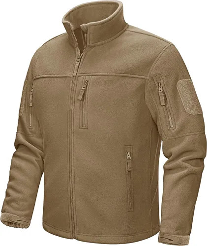 Vista 13 de CRYSULLY Chaqueta de forro polar para hombre, abrigo de trabajo táctico Verde militar