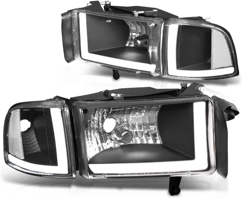 Vista 9 de Auto Dynasty Conjunto de Faros LED DRL Compatible con Dodge Ram 1500 2500 3500 de 1994-2002, 4 Piezas Faros Halógenos de Repuesto con Doble Luz