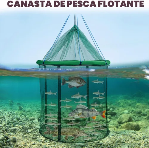 Vista 5 de QualyQualy Floating Fish Basket 41/73 Gallons Extra Large for Live Caught, Fully Foldable Fishing Net Holder for Bait Live Well Collapsible Mesh
