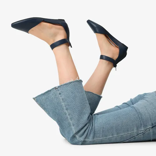 Vista 7 de Dream Pairs Zapatos de mujer con correa para tobillo, tacón bajo de cuña