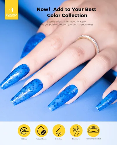 Vista 2 de BURANO Esmalte de uñas con purpurina, efecto holográfico brillante LED UV, gel de secado, sin astillas, esmalte brillante para hacer tus propias