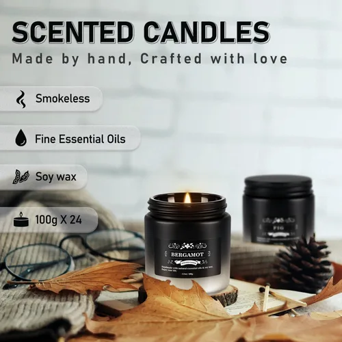 Vista 4 de YOROXRG Juego de 12 velas perfumadas de cera de soja, velas de lata de viaje para el hogar, 3.05 onzas para mamá para Navidad, cumpleaños, Acción