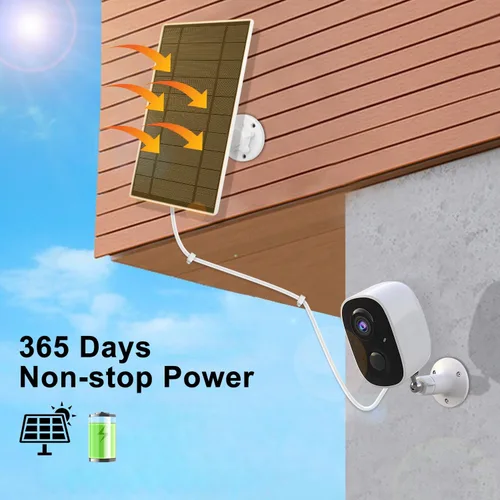 Vista 4 de Panel solar de 6 W 5 V para cámara Wyze al aire libre v1/v2 y batería Cam Pro, puerto micro USB o USB tipo C IP65 impermeable, montaje ajustable