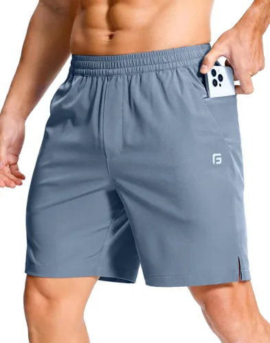Vista 39 de GGJ Pantalones cortos deportivos ligeros para hombre con 2 bolsillos con cremallera de 7/5/9 pulgadas, pantalones cortos de tenis de secado rápido