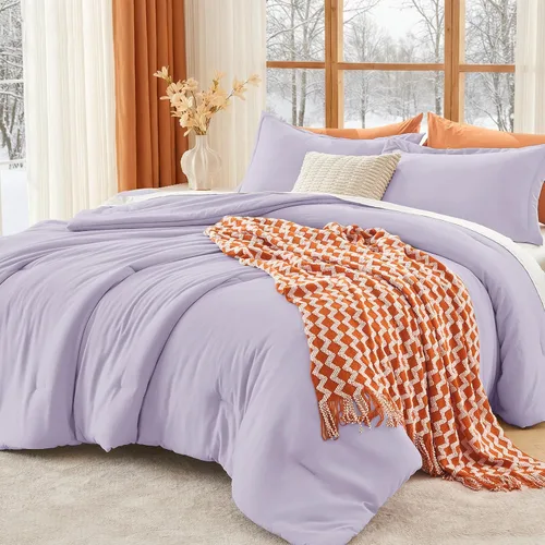 Vista 23 de MUXHOMO Juego de edredón beige tamaño individual/individual XL, ropa de cama alternativa ultrasuave para todas las estaciones. El juego de cama