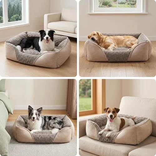 Vista 8 de INVENHO Cama para perros pequeños para perros medianos a grandes, rectangular, ortopédica, suave, relajante, duradera, con parte inferior