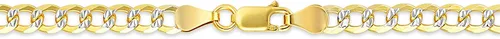 Vista 6 de PORI JEWELERS Cadena cubana de oro de 18 quilates sobre plata de ley 925 maciza con corte de diamante de dos tonos, 0.118in, 0.157in, 0.177in
