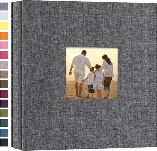 Vista 63 de potricher - Álbum de fotos pequeño para 100 fotos de 4 x 6 pulgadas, con portada de lino con foto, familiar, para bodas, aniversarios, bebés o Beige