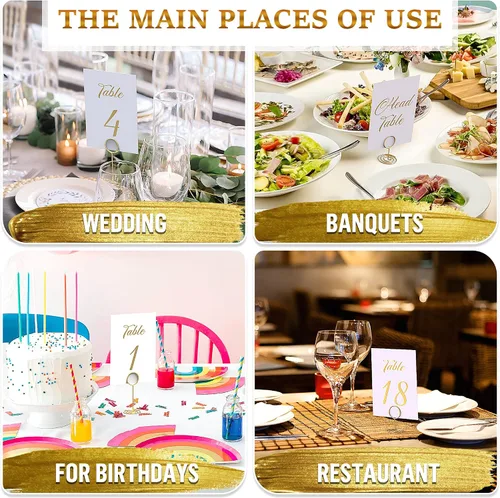 Vista 5 de Paquete de 10 letreros de mesa reservados dorados y números de mesa dorados del 1 al 30 para bodas, recepciones, fiestas, restaurantes, números