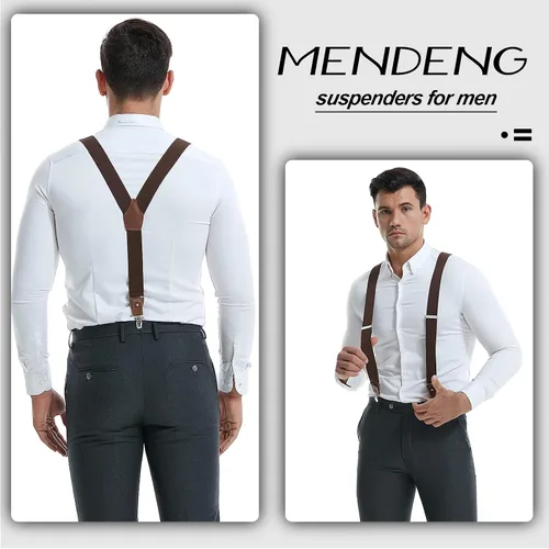 Vista 53 de MENDENG Tirantes de gancho giratorio de bronce vintage con 4 tirantes ajustables para hombre