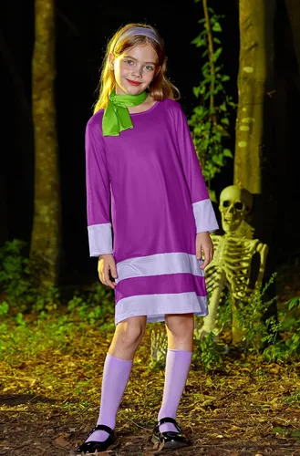 Vista 3 de BesserBay Disfraz naranja de Halloween para niñas, disfraz de manga larga para cosplay, 4-14 años