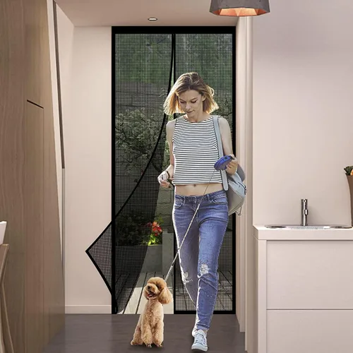 Vista 7 de Puerta mosquitera magnética – Imanes autosellantes, cierre de red de malla reforzada de fibra de vidrio resistente para puerta corredera, patio