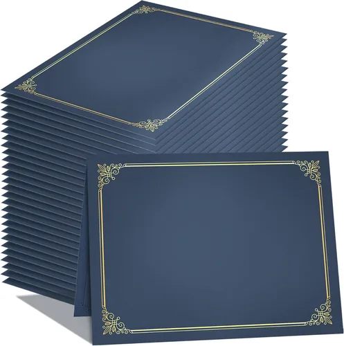 Vista 9 de GNL Soportes para certificados - 10 paquetes de soportes para diplomas negros, cubiertas para certificados con borde de lámina dorada, para papel