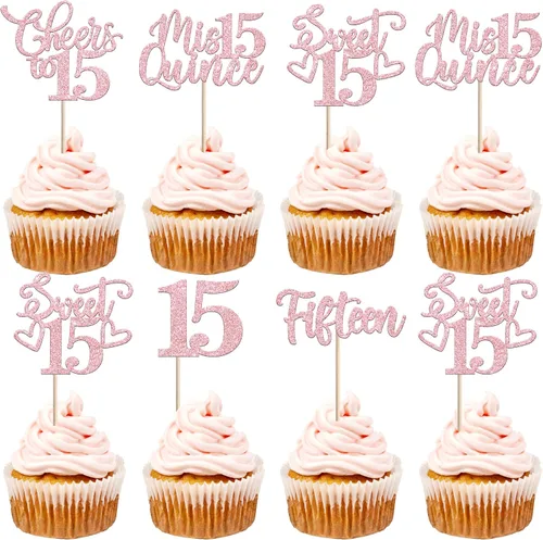 Vista 43 de 30 piezas de adornos para cupcakes de 12 cumpleaños feliz, brillantes doce, hola 12, felicitaciones a 12 años, adornos para cupcakes, 12