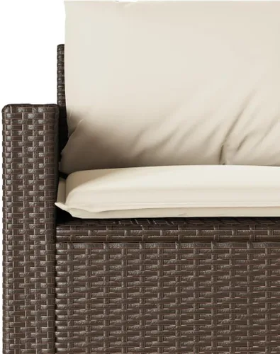 Vista 7 de Patio Sofa 3-Seater Brown Poly Rattan with Cushions Brown and Cream White