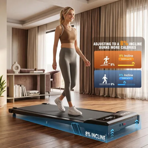 Vista 2 de ANCHEER Under Desk Walking Pad Treadmill for Home Office with Incline Rosa Pro